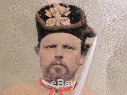 Nicely hand colored Civil War armed Zouave soldier large tintype photograph