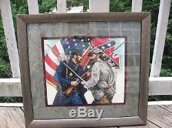 North and South Soldiers Civil War Needlepoint Professionally Framed