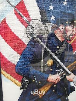 North and South Soldiers Civil War Needlepoint Professionally Framed