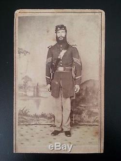ORIG CDV Photo Union Civil War Soldier 1860s. Seargent withsword Stamp on Reverse