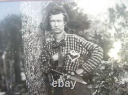 Old Framed Photograph Union Soldier Emory Eugene with Sword and Knife