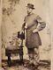 One tough looking Sergeant, standing view Cdv of unidentified soldier in a frock