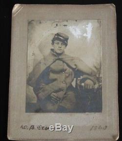 Orig Vtg CIVIL WAR Soldier Postcard Photograph DB Stewart 1863 Photo