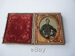 Original 1860's Young Civil War Soldier Ambrotype In Dress