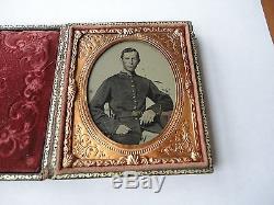Original 1860's Young Civil War Soldier Ambrotype In Dress