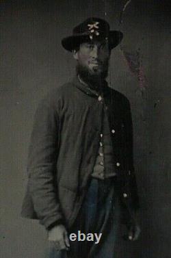Original CIVIL War Era Tintype Confederate Artillery Soldier Hand Colored