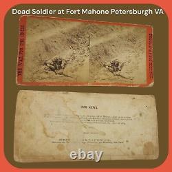 Original CIVIL War Stereoview Dead Rebel Soldier In Trenches 1865 Fort Mahone