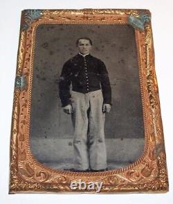 Original CIVIL War Tintype Photo Of Full-length Standing Union Soldier