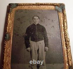 Original CIVIL War Tintype Photo Of Full-length Standing Union Soldier