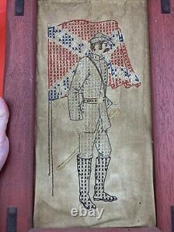 Original Civil War Era Confederate Soldier Stitch Work Folk Art Souvenir