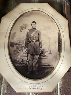 Original Large Format Photograph Civil War Soldier Very Good Condition