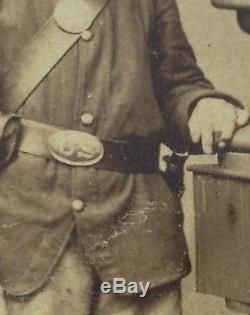PA Young Civil War soldier cdv photograph U. S. Buckle Breast Plate J. W. Hurn