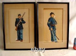 PR Antique Civil War Soldier Portraits in Uniform WithC Paintings