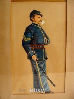 PR Antique Civil War Soldier Portraits in Uniform WithC Paintings