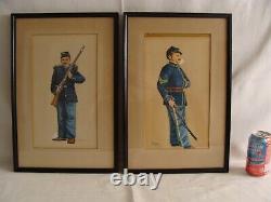 PR Antique Civil War Soldier Portraits in Uniform WithC Paintings