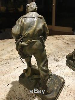 Pair Cast Bronzed and Polychrome Metal Civil War Soldiers by BRADLEY & HUBBARD