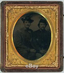 Pair of Seated Civil War Soldiers, Sixth-Plate Tintype