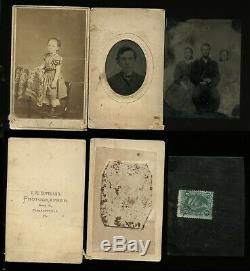 Photo Lot incl Civil War Soldier & Family Possibly ID'd Charles Wright