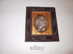Pre-Civil War Soldier 1/4 Plate Daguerreotype Thermoplastic Hanging Frame