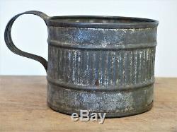 RARE 19th C Civil War ERA Embossed TIN SOLDIER'S DRINKING Cup Mug TINNED IRON