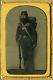 RARE Armed African American Civil War Soldier Tintype with Backpack & Bedroll