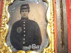 Rare-civil War Soldier (unusal X- Patch) Ambrotype Photo