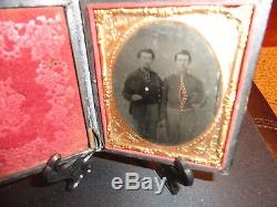 RARE CIVIL WAR UNION CAVALRY SOLDIER 1/6th PLATE TINTYPE With FRIEND SHELL JACKET