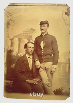 RARE! CIVIL WAR UNION SOLDIER with BROTHER 1/6th PLATE TINTYPE PHOTO c1864