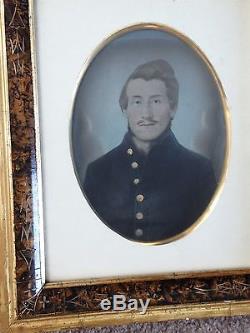 RARE CIVIL WAR Union Soldier PENNELLOGRAPH Tintype MUSEUM HAND-PAINTED FOLK ART
