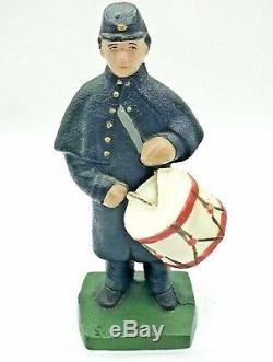 RARE Circa 1940 Cast Iron Antique Union Civil War Soldier Infantry Drummer