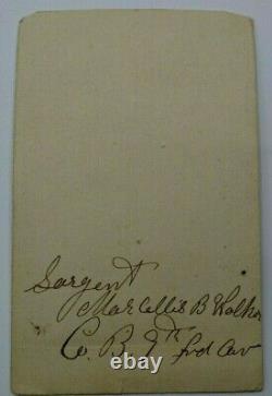 RARE Signed Civil War CDV Id Soldier Marcellus Walker 9th Cavalry, 121st Indiana
