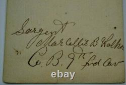 RARE Signed Civil War CDV Id Soldier Marcellus Walker 9th Cavalry, 121st Indiana