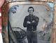RARE Tintype Photo ANGRY Civil War Soldier 1/4 Quarter Plate w Matte 1860s
