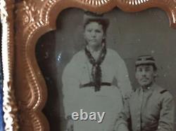 REBEL CIVIL WAR MILITARY MAN AND WIFE! Civil War Confederate and Wife Tintype