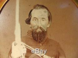 Rare 1800's Civil War Soldier With Rifle & Pistol Photograph
