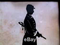 Rare Antique 19th C Hand Cut Paper Silhouette Of A Us CIVIL War Soldier C1865
