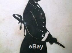 Rare Antique 19th C Hand Cut Paper Silhouette Of A Us CIVIL War Soldier C1865