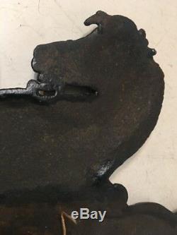 Rare Antique Cast Iron Civil War Soldier General On Horse Doorstop