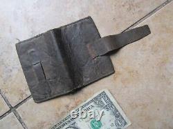 Rare Antique Multi Pocket CIVIL WAR Soldier's Wrap Around Leather Wallet, GIFT