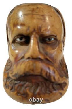 Rare CIVIL War Era Pipe Zouave Soldier's Head With Glass Eyes