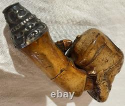 Rare CIVIL War Era Pipe Zouave Soldier's Head With Glass Eyes