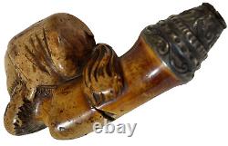 Rare CIVIL War Era Pipe Zouave Soldier's Head With Glass Eyes