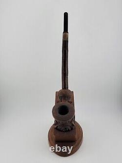 Rare Civil War Hand Carved Pipe W Stand By Union Soldier. Rose Stems & Thorns