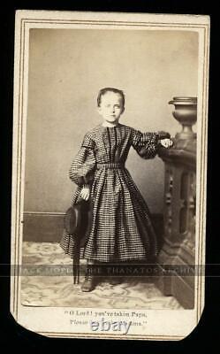 Rare Mourning CDV Photo 1860s Civil War Soldier Orphan Girl Sad Quote