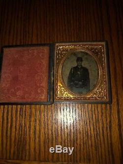 Rare Neff's Patent Melainotype Tintype CIVIL War Double Armed Sny Soldier Colt