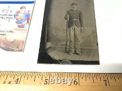 Rare Tin Type Photo of Soldier WithRifle Civil War Military Era Full Uniform