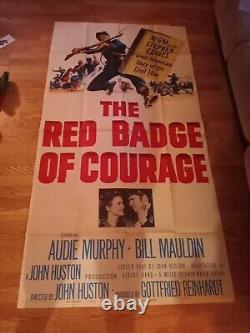 Red Badge Of Courage Authentic 1951 3 sheet Movie Poster Audie Murphy, Civil War