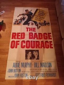 Red Badge Of Courage Authentic 1951 3 sheet Movie Poster Audie Murphy, Civil War