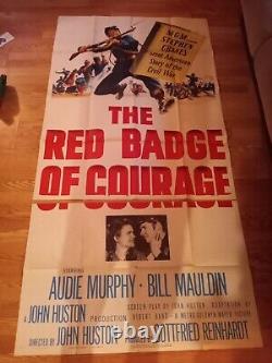 Red Badge Of Courage Authentic 1951 3 sheet Movie Poster Audie Murphy, Civil War