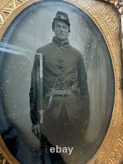 Ruby Ambrotype Armed Civil War Soldier / Infantry 1860s Photo